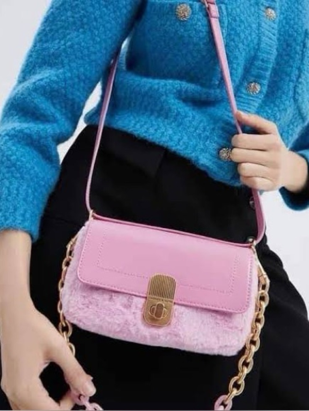 New Charles & Keith Enya Front Flap Turn-Lock Shoulder Bag